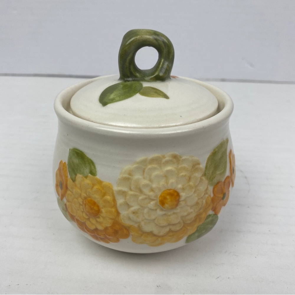 Vintage Metlox Poppytrail Sugar Holder Container with Lid Floral Ceramic Retro